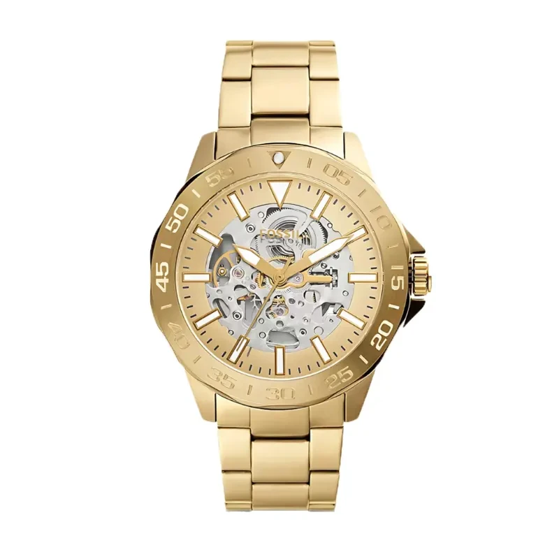 Fossil Bannon Automatic Gold Skeleton Dial Men's Watch- BQ2680